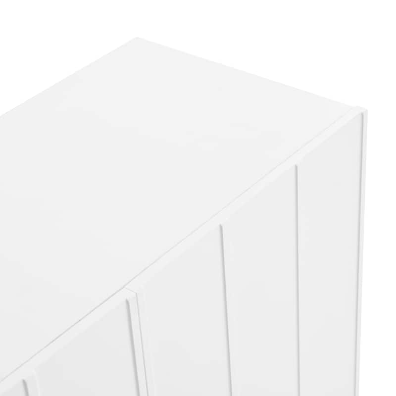 Shoe Cabinet with Solid Wood Legs, Adjustable Shelves, Hallway Cabinet Large Storage Cabinet w/ Wave Doors for Living Room