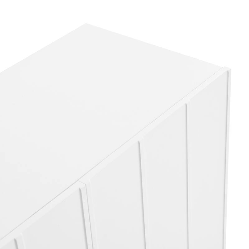 Shoe Storage Cabinet with Wave Doors, Freestanding Wooden Storage Cabinet, Sideboard Buffet with Adjustable Shelves
