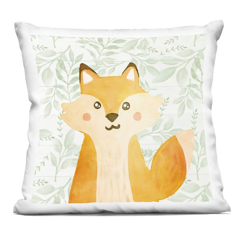 Stupell Joyful Fox on Botanicals Decorative Printed Throw Pillow Design by Kim Allen - Accent - Polyester - Orange - Single