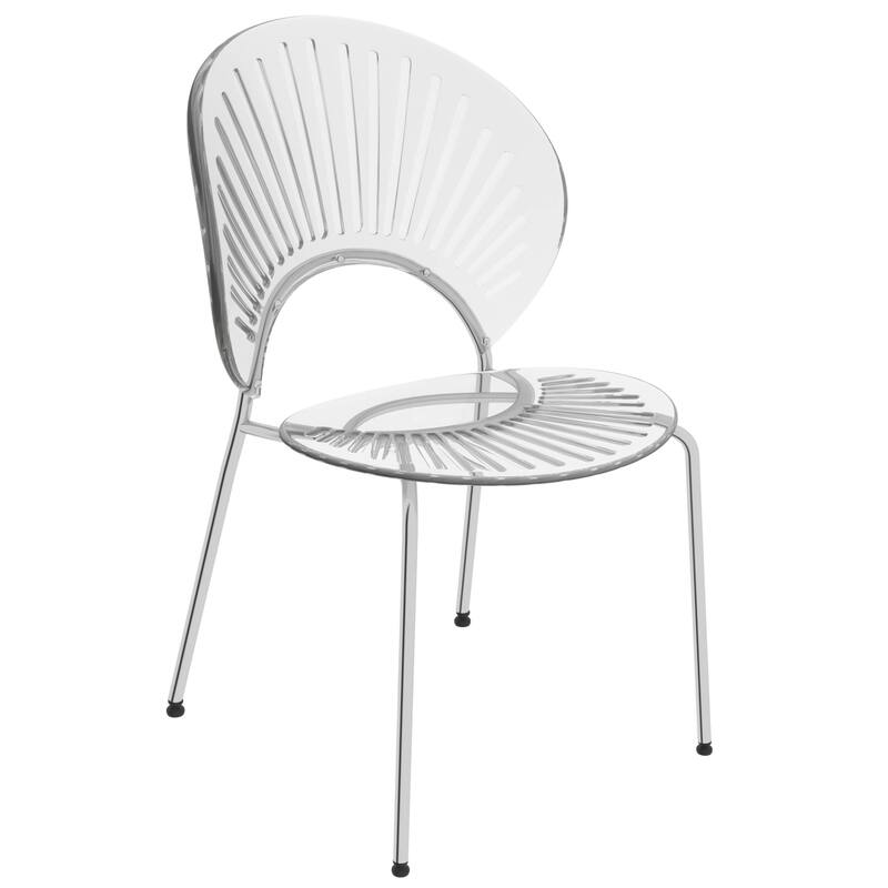 Opulent Plastic Dining Side Chair With Chrome Base Set of 4