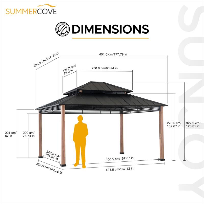 Sunjoy Roberts 13 ft. x 15 ft. 2-tier Hardtop Gazebo