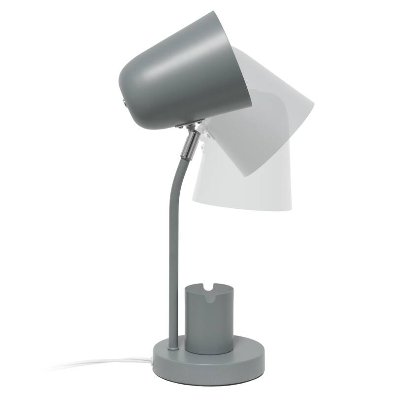 Desk Lamp with Adjustable Shade and Pen Holder - 15.75" - Gray