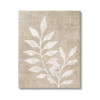 Stupell Natural Neutral Botanical Leaves Stretched Canvas Wall Art ...
