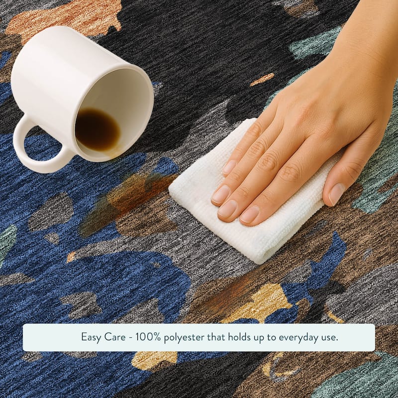 Machine Washable Indoor/ Outdoor Abstract Mexi Chantille Rug