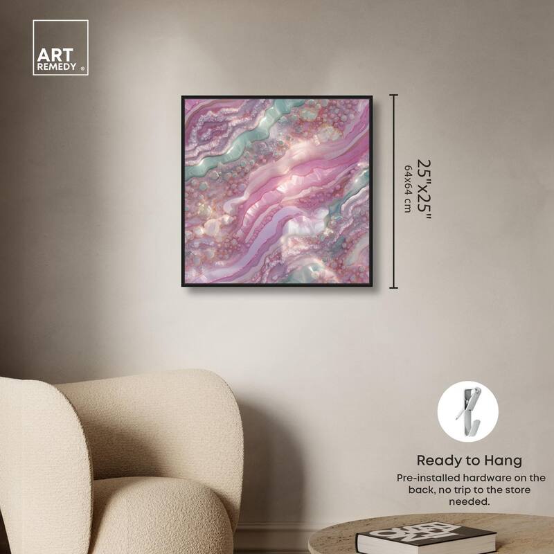 Pink and Mint Crystal I Canvas by Art Remedy