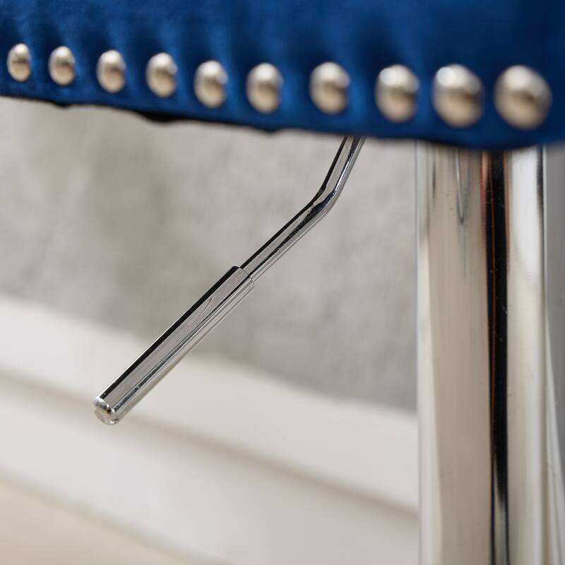 GDF Studio - Modern Adjustable Swivel Velvet Barstools with Chrome Base, Tufted Buttons & Diamond Pleating (Set of 2)