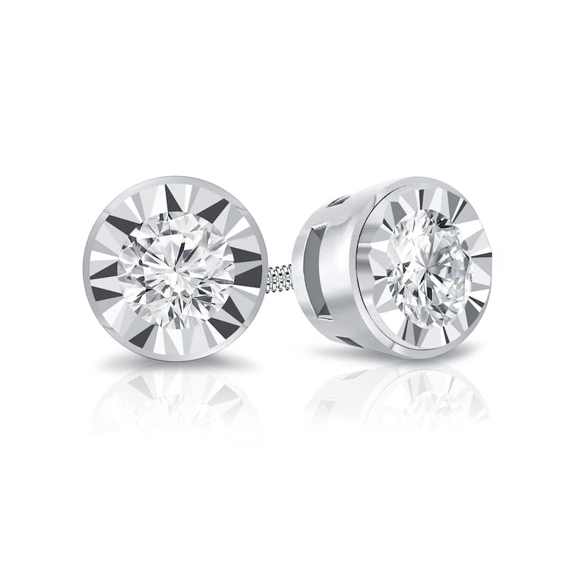 Auriya 1/6ctw Bezel-set Diamond Stud Earrings 14k Gold (G-H, I1-I2)