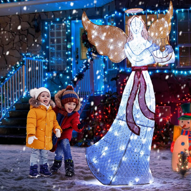 Outdoor Christmas Lighted Angel Winged Holiday Figure