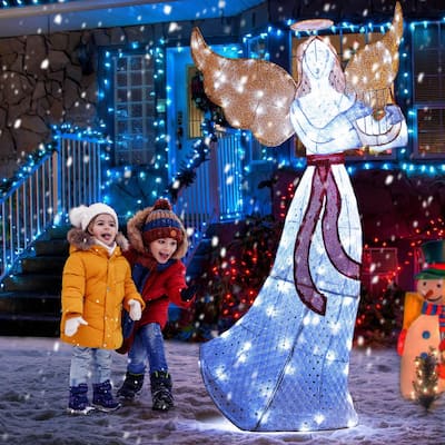 Outdoor Christmas Lighted Angel Winged Holiday Figure