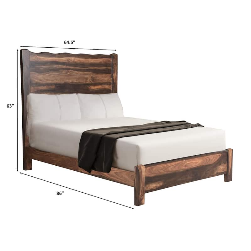 HomeRoots Walnut Live Edge Solid Wood Queen Bed Frame