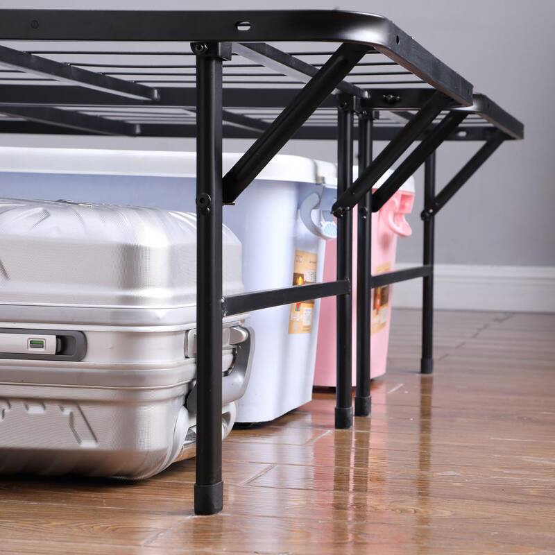 Sturdy Black Queen Size Mattress Support Platform with Enhanced Stability and Storage