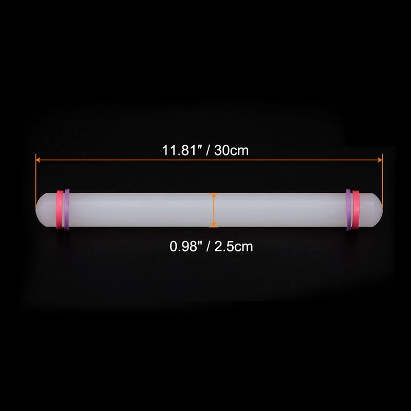 2pcs Fondant Rolling Pin with Rings PP Non Stick for Baking, White - 11.81 Inch x 0.98 Inch