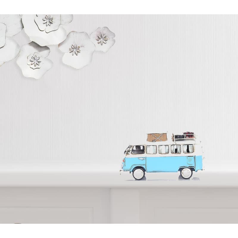 HomeRoots 6" Blue And White Metal Volkswagen Bus Sculpture - 11.5' X '6' X '5.5 - 11.5' X '6' X '5.5