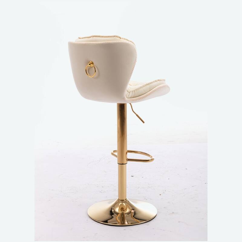 Set of 2 Bar Stools With Golden Base