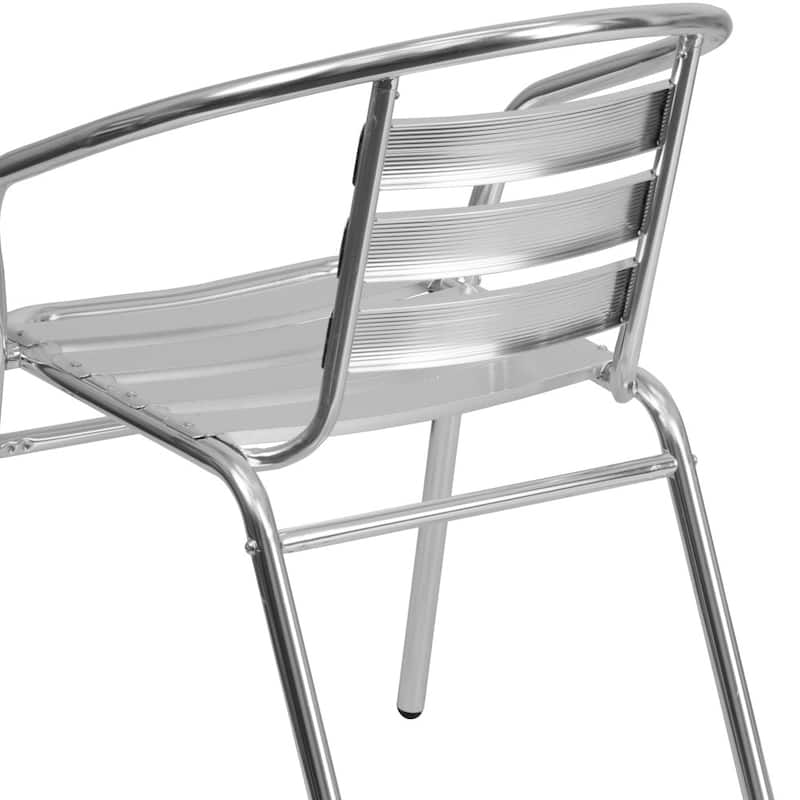 4 PK Commercial Aluminum Indoor-Outdoor Stack Chair - Triple Slat Back and Arms