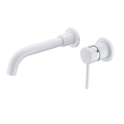 Wall Mount Bathroom Faucet 2 Hole Bathroom Sink Faucets Single Handle White Modern Basin Vanity Taps with Valve