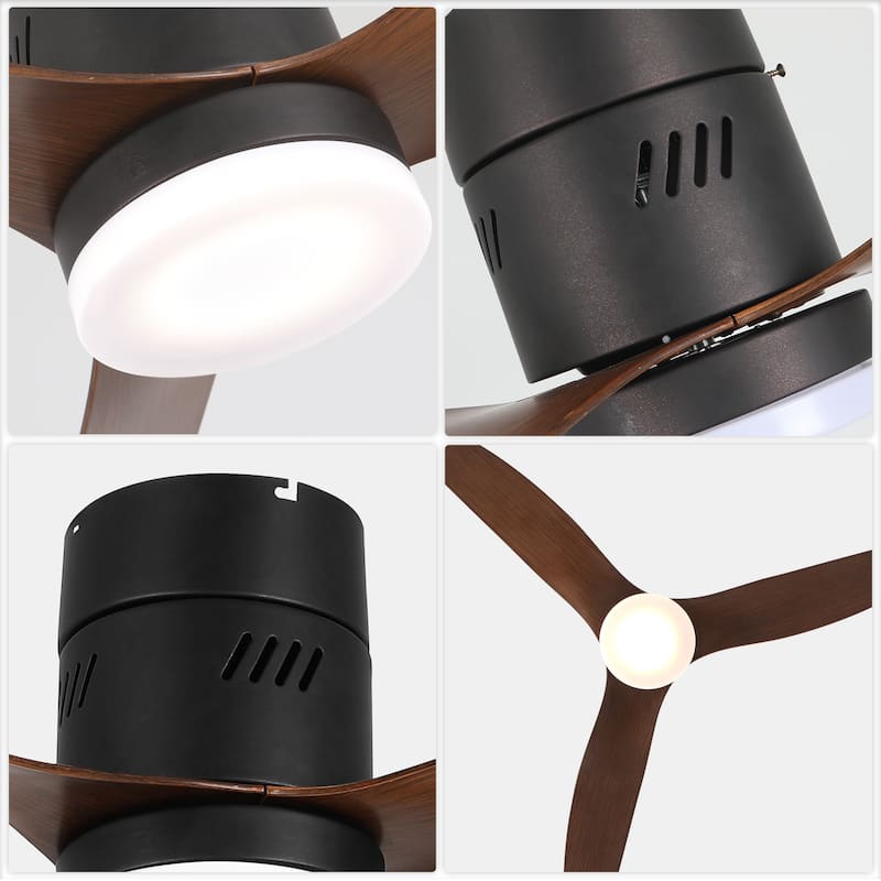 Bella Depot 46" Flush Mount Ceiling Fan with LED Light and Remote 6-Speed Reversible Fan