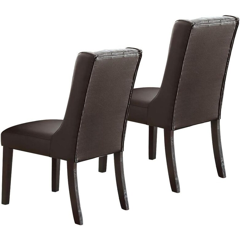Modern Faux Leather Dining Chairs in Espresso with Tufted Design