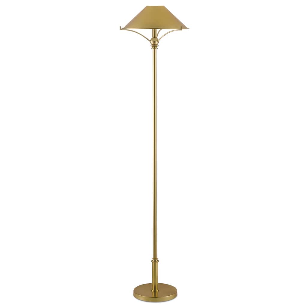 Currey & Company Maarla Brass Floor Lamp - 58.75"h x 14.25"w x 14.25"d