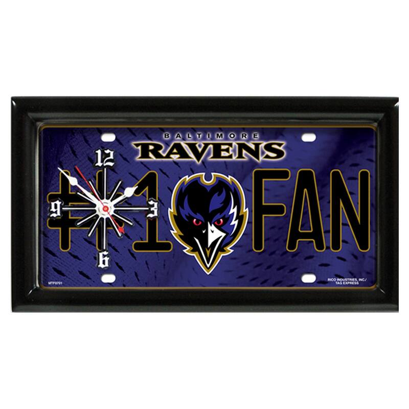NFL Wall/Desk Analog Clock, #1 Fan with Team Logo - Baltimore Ravens
