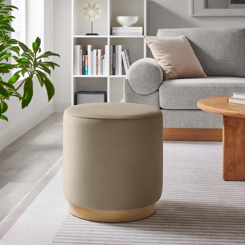 Tilden 16"/23"/29"/38" Performance Velvet Upholstered Ottoman - 16"W x 16"L x 17"H - Taupe Natural