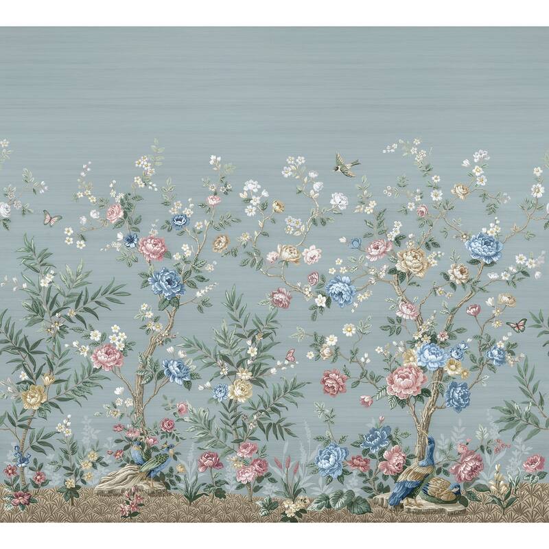 REMIX Walls by Katie Hunt Winter Chinoiserie Robin's Egg Blue Wall Mural