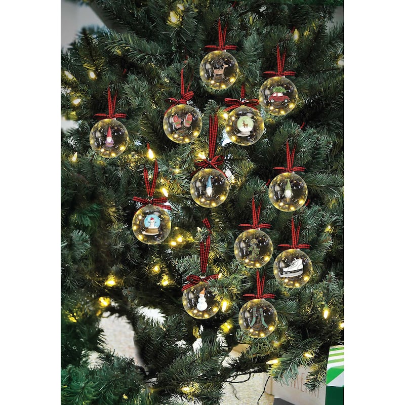 Rae Dunn Set of 12 CHRISTMAS Ornaments - Clear