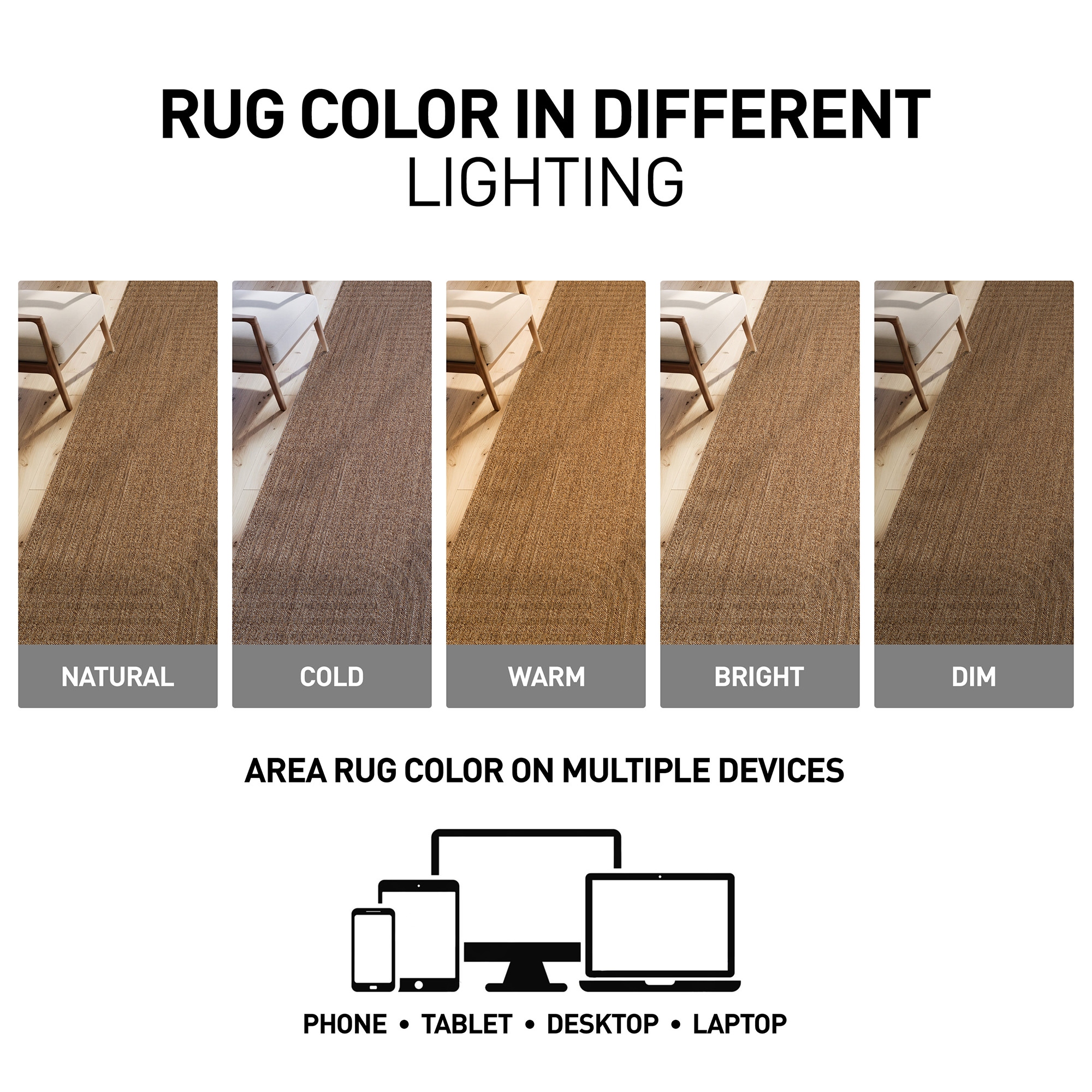 World Rug Gallery Geometric Indoor/Outdoor Flat Woven Area Rug - Natural Jute-Style, Easy-Care Patio Rug for Balcony Patio Deck