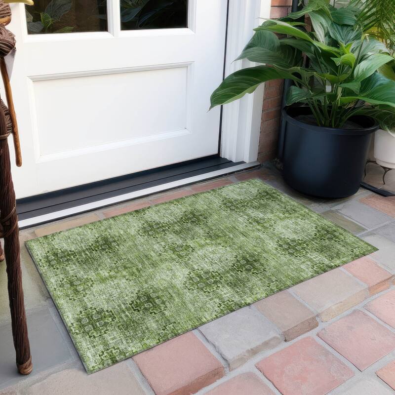 Almoro Graceful Floral Weather Resistant Timeless Fusion Runner Outdoor Rug