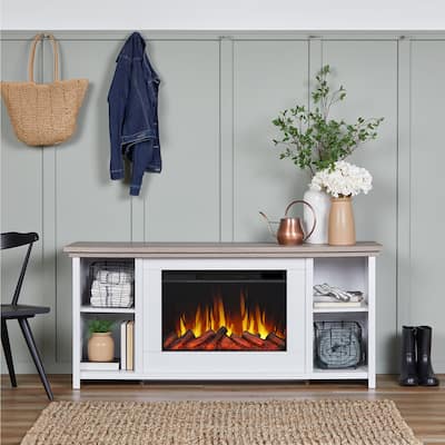 Tramore 62" Slim Electric Fireplace TV Stand in White by Real Flame