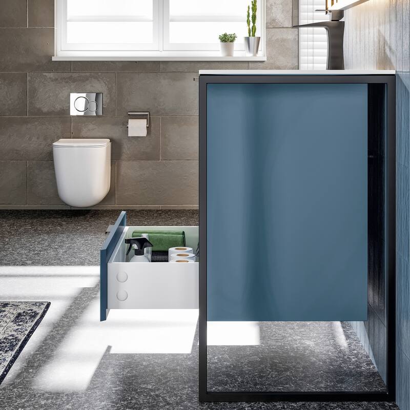 Eviva Onyx Wall Mount Bath Vanity with Solid Surface Top