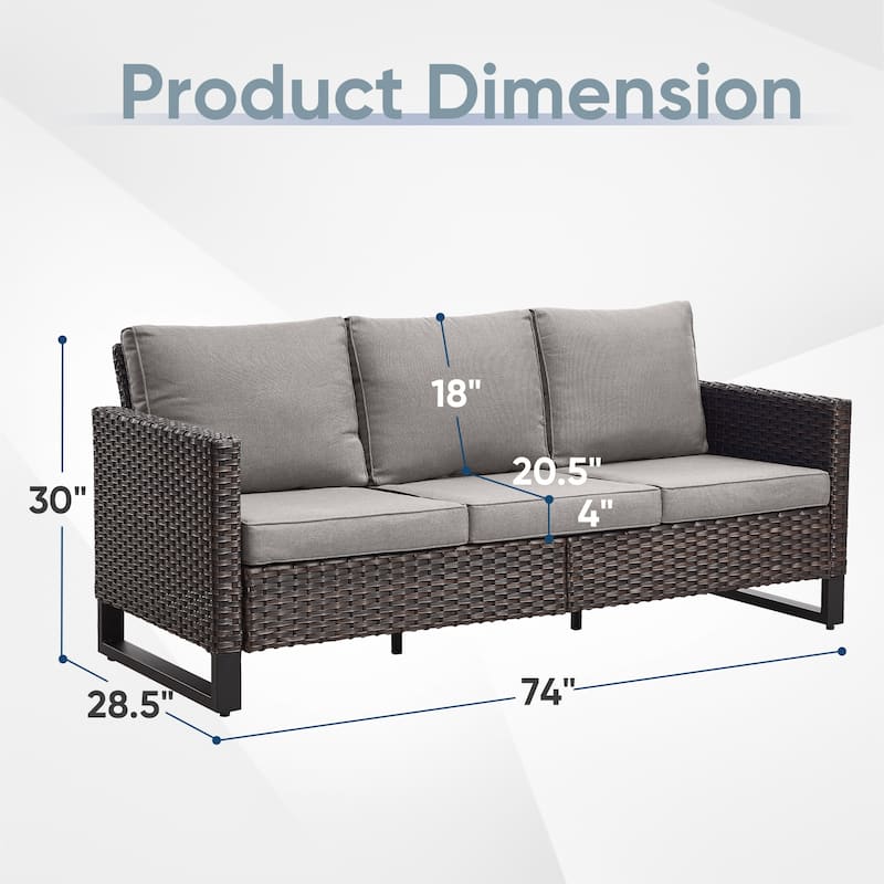 Outdoor Sofa with Swivel Rocker Chairs and Fire Pit Table