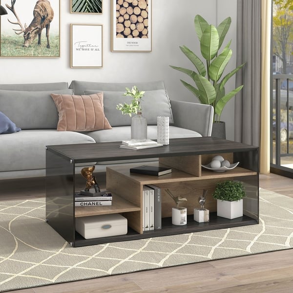 slide 2 of 8, Noella Contemporary Brown 48-inch 8-Shelf Coffee Table by Furniture of America