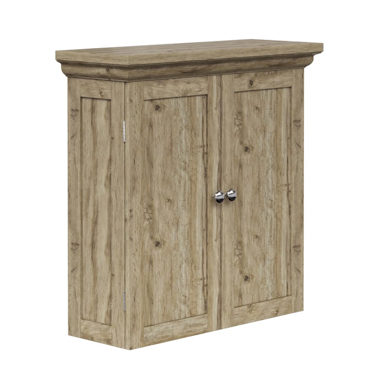 Teamson Home Stratford Removable Wall Cabinet 2 Doors, Adjustable Shelves, Crown Molding, Beveled Inlays for Bathroom Storage
