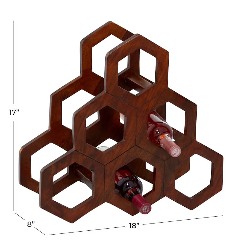 Brown Wood Contemporary Wine Rack 17 x 18 x 8 - 18 x 8 x 17