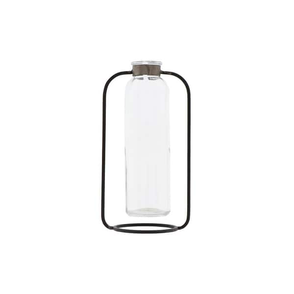 Clear Glass Vase in Black Metal Stand On Sale Bed Bath & Beyond