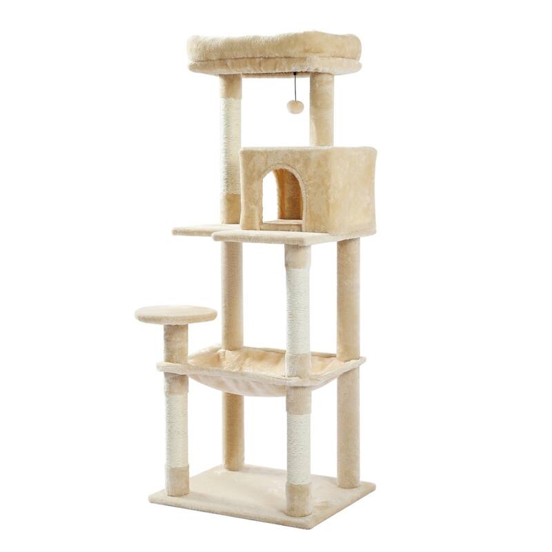 lush Sisal Scratcher with 2 Door Condo House Cat Tree - 21.65"L x 17.71"W x 56.3"H
