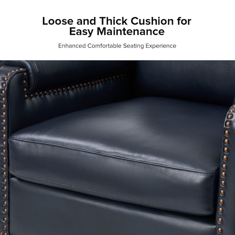 Kunz Transitional Genuine Leather Armchair with Removable Cushion and Nailhead Trims by HULALA HOME