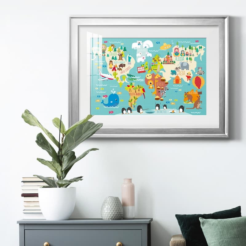 Children's World Map Premium Framed Print - Ready to Hang