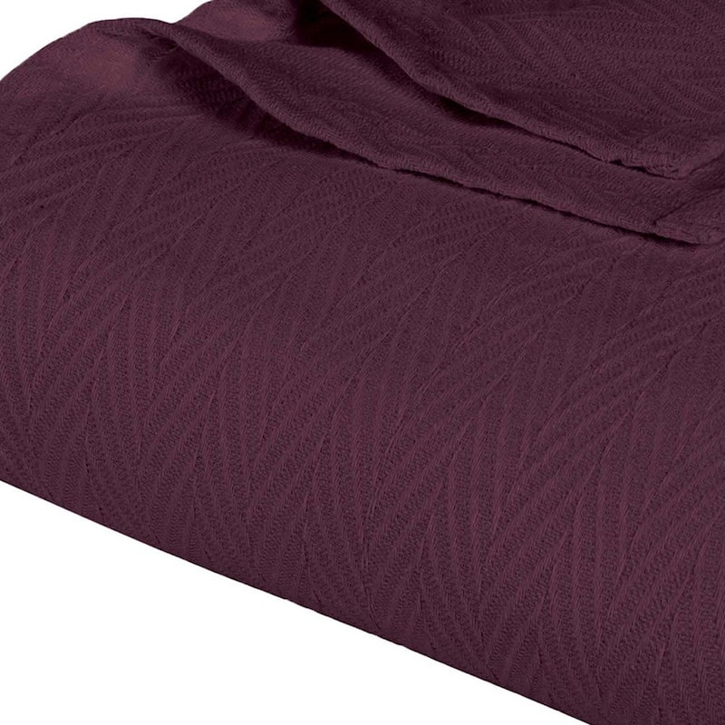 HomeRoots Twin Plum Cotton Woven Chevron Blanket