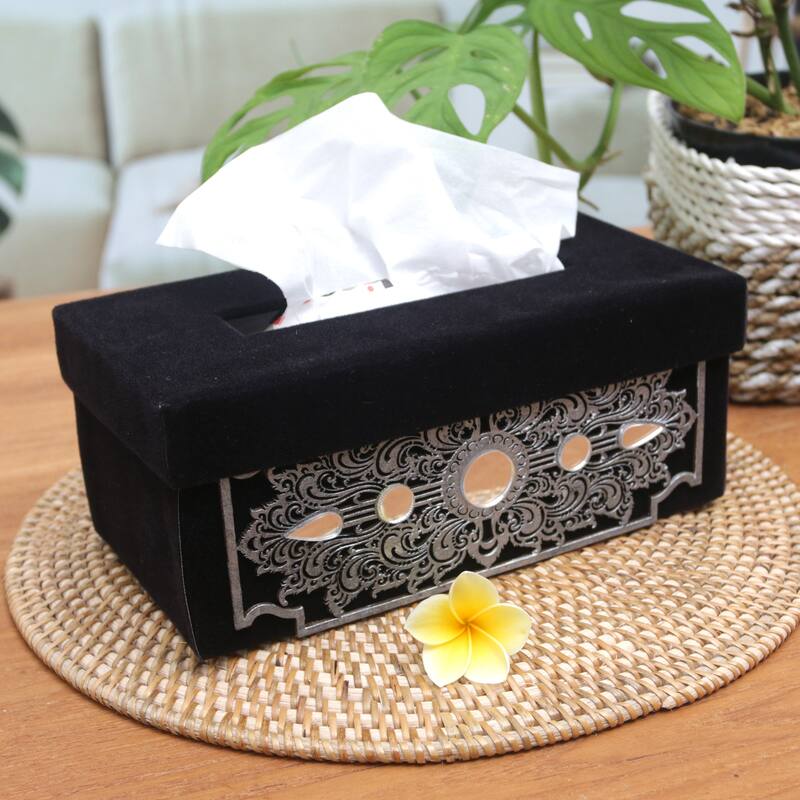 Novica Handmade Paradise Reflection Velvet Tissue Box Cover