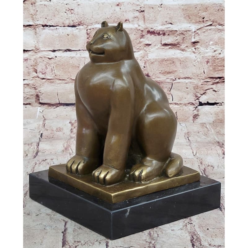 Fat Cat Gato Bronze Statue Sculpture Modern Art Figure After Fernando Botero