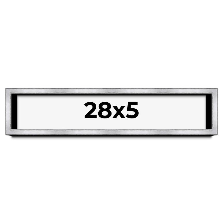 28x5 IN Shadow Box Frame Silver | 1.375 Inches Deep Real Wood