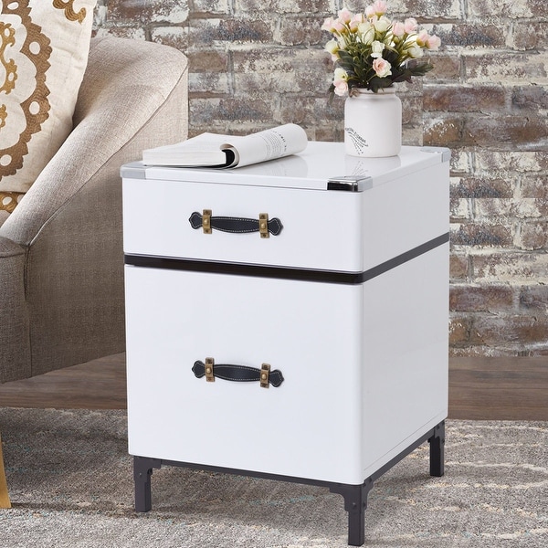 Gymax Modern 2-Drawer Coffee End Table NightStand Sofa Side Square Storage Organizer - as pic