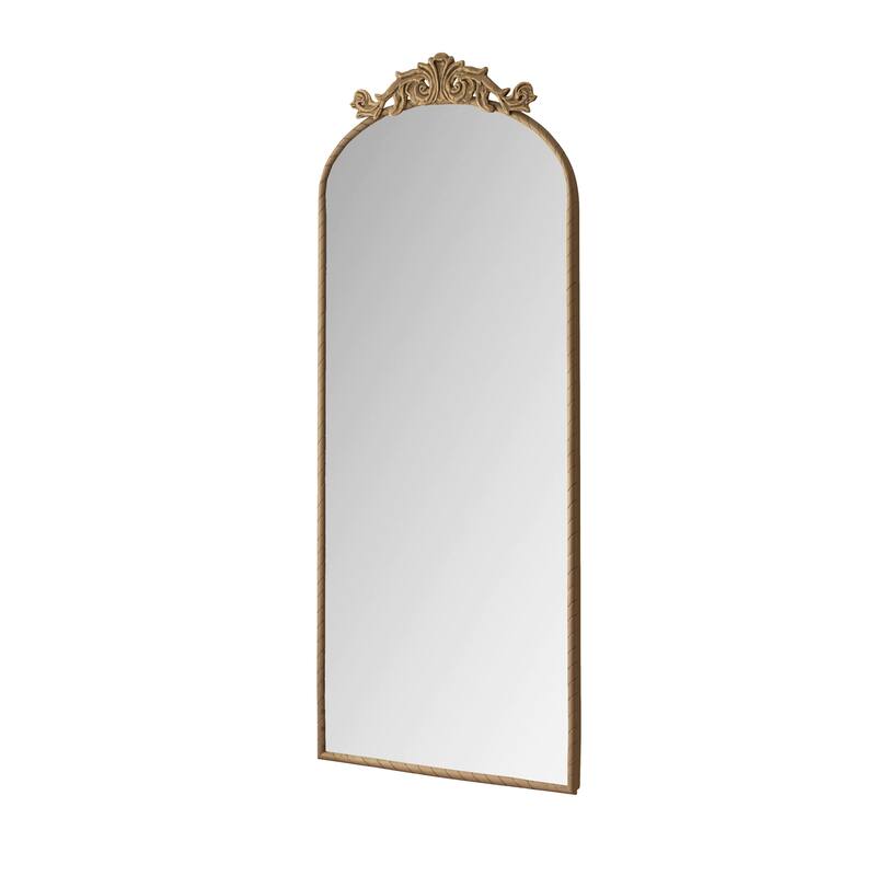 58"x24"Arched Hanging Wall Mounted Mirror with Metal Frame and Hooks