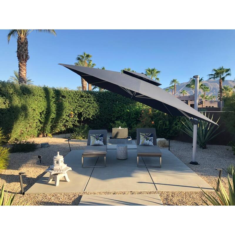 PURPLE LEAF 10ft Square 360 Degree Rotation Patio Offset Umbrella