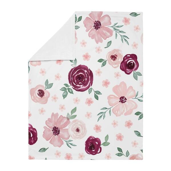 Burgundy Pink Watercolor Floral Girl Baby Receiving Security Swaddle Blanket Blush Maroon Rose Shabby Chic Flower Farmhouse Overstock 33641000