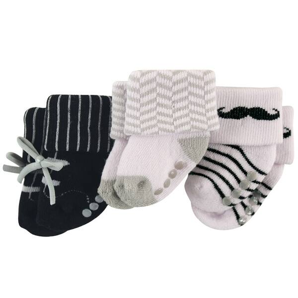 slide 1 of 1, Luvable Friends Baby Boy Socks Set, Black Mustache 0-6 Months - Black Mustache