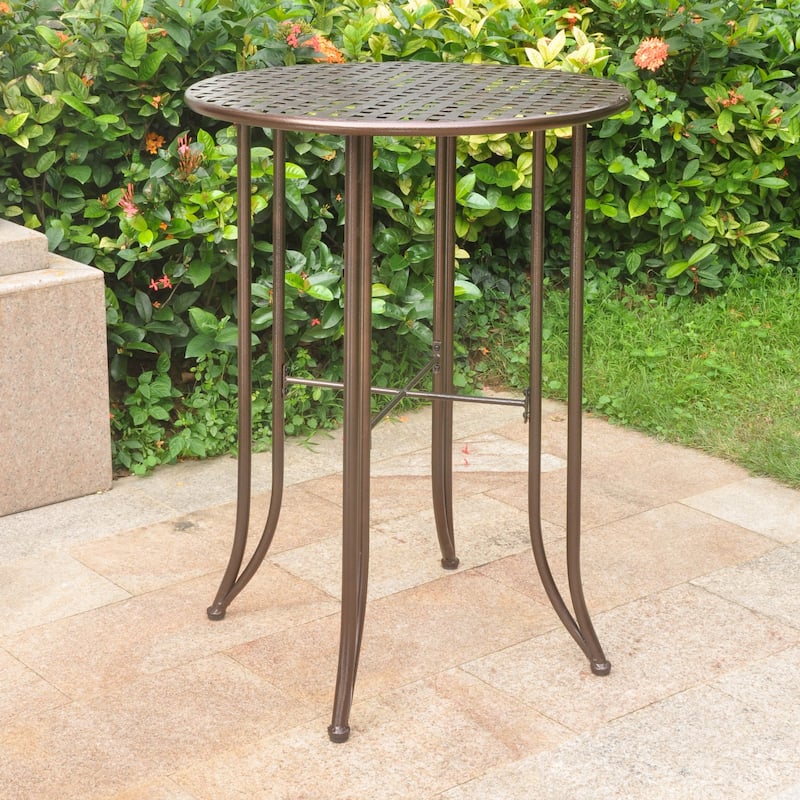Mandalay 30-inch Iron Bar-Height Bistro Table - Hammered Bronze