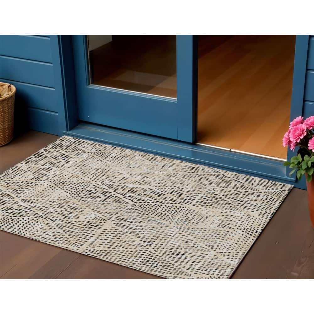 HomeRoots Geometric Transitional Rectangle Outdoor Rug